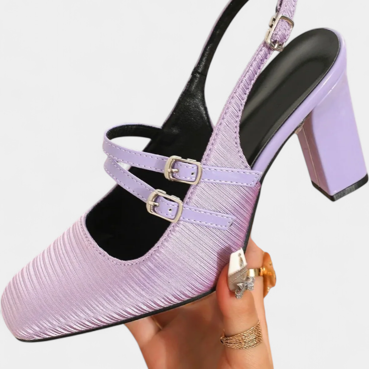 Orlanda | Tacones Satinados con Doble Tira y Correa al Tobillo