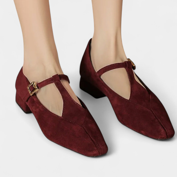 Elly | Tacones Bajos con Tira y Hebilla