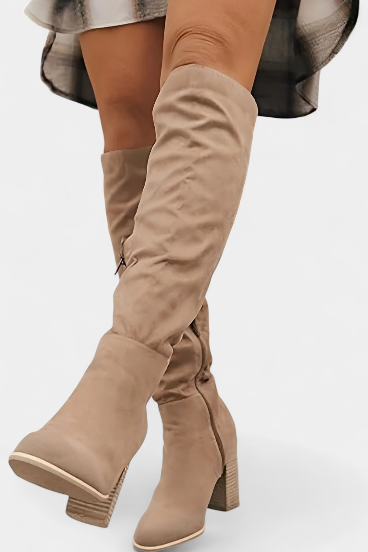 Calliope | Botas De Tacón Grueso hasta la Rodilla