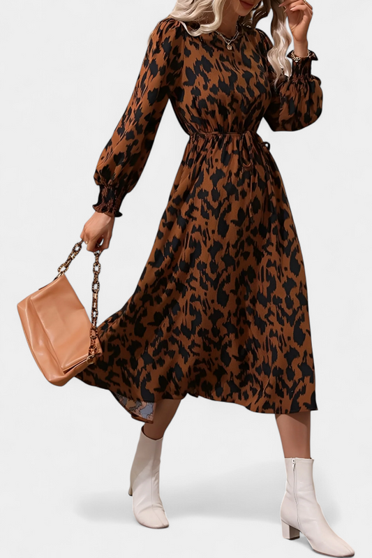 Yasmin | Vestido A-Line de Leopardo con Cintura Ajustable