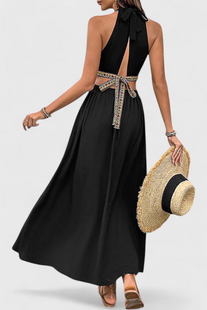 Sorina | Vestido Midi Halter con Cortes
