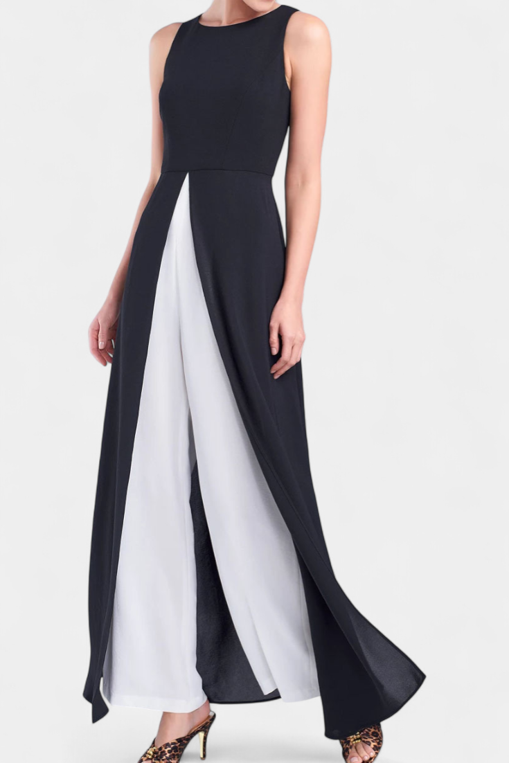 Alicia | Conjunto Bicolor Elegante sin Mangas con Pantalones Anchos