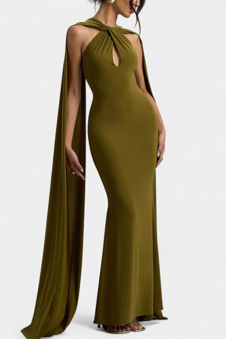 Faffienia | Vestido Maxi con Escote Halter y Corte en Forma de Llave