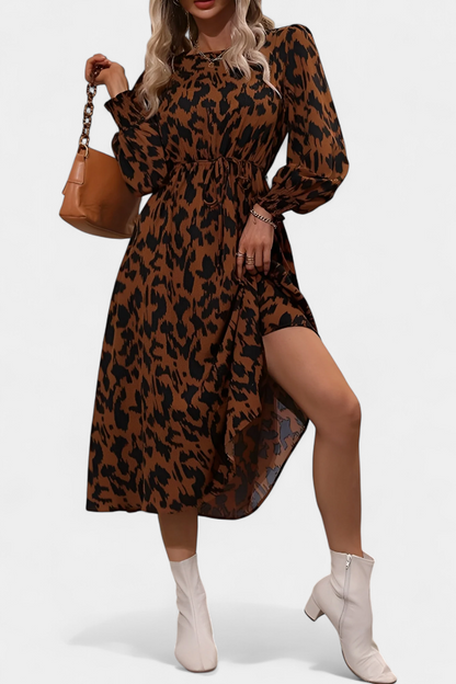 Yasmin | Vestido A-Line de Leopardo con Cintura Ajustable