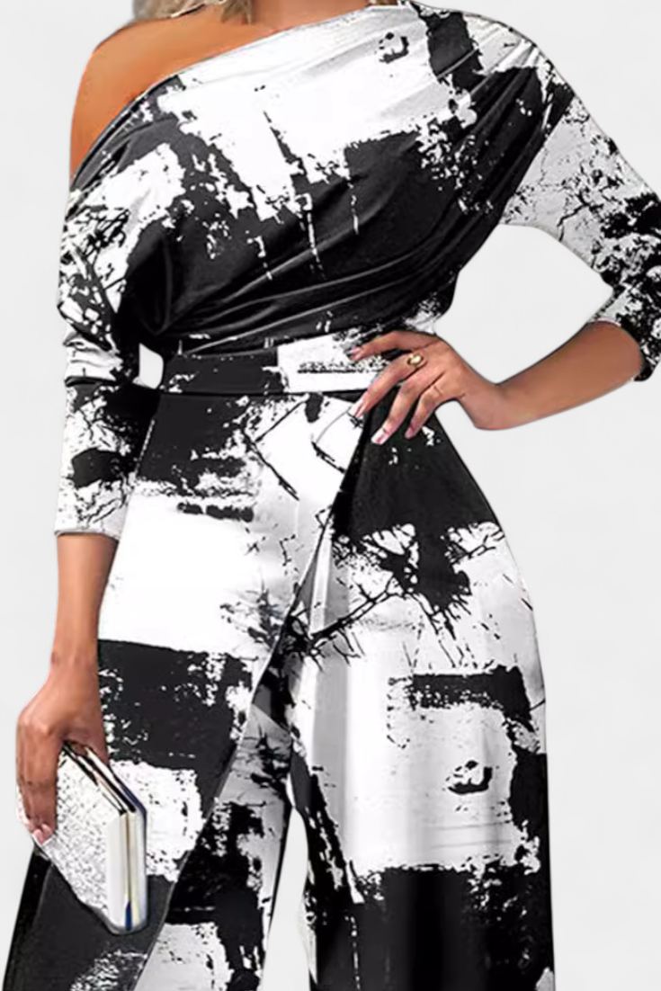 Brina | Mono Largo Tie Dye con Hombros Descubiertos y Pierna Ancha con Abertura