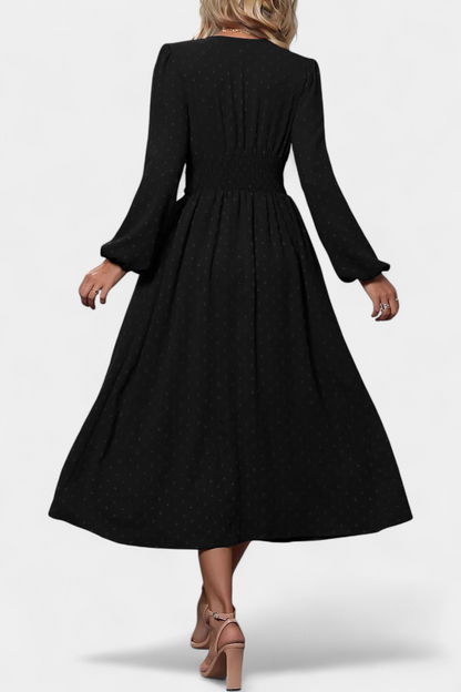 Faela | Vestido Midi de Oficina con Lunares Suizos