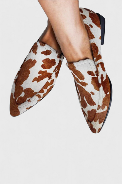 Grecia | Loafers De Cuero Con Tacón Bajo y Punta Afilada