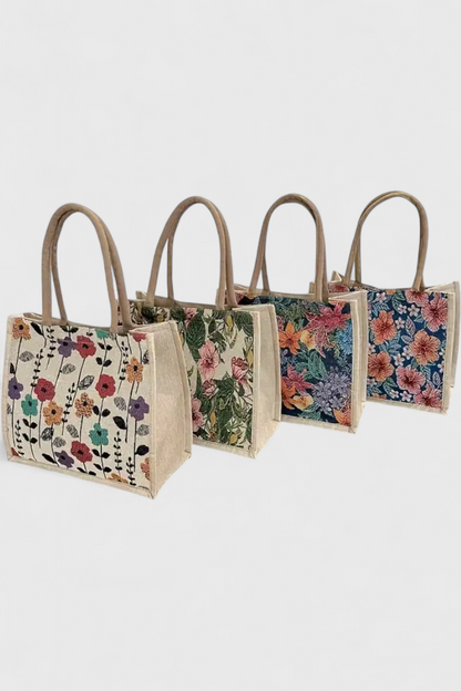 Taila | Bolsa de Yute con Estampado Floral y Diseño Ecológico