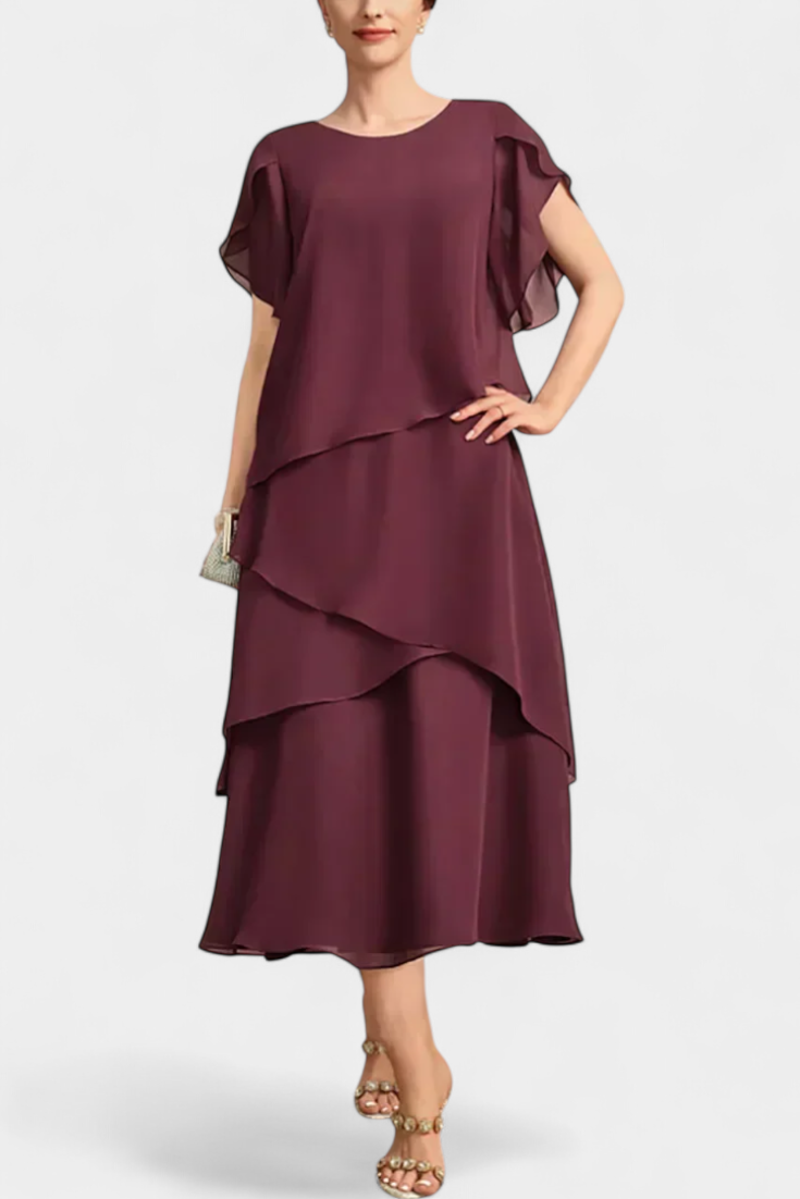 Cornelia | Vestido Asimétrico de Chiffon con Silueta Flotante