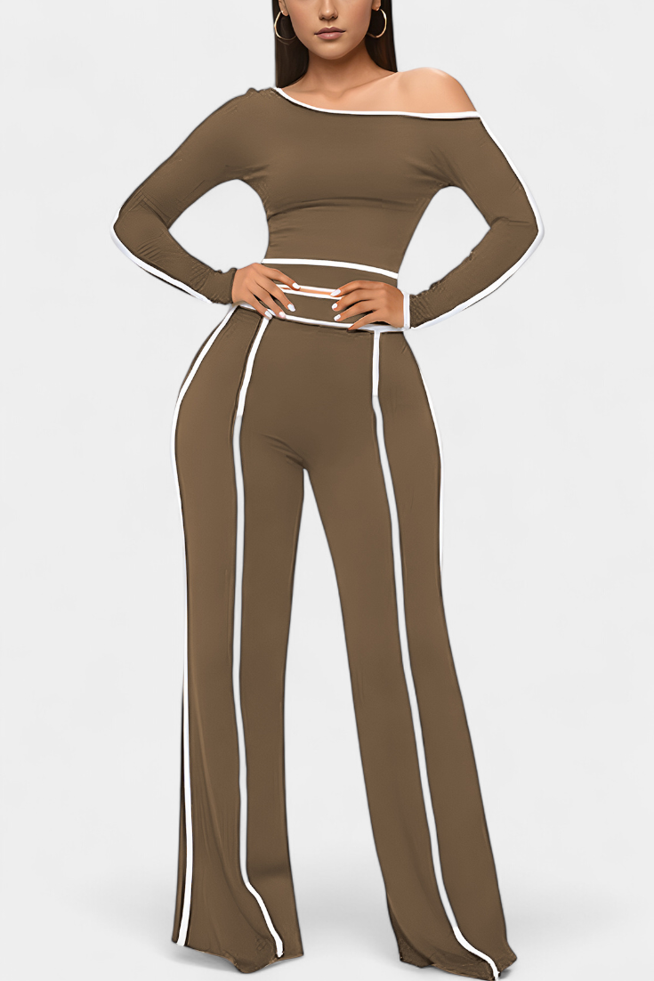 Krystelle | Conjunto Off-Shoulder con Pantalón de Corte Recto