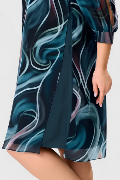 Almira | Vestido de Gasa con Estampado Ocean Whirl y Corte Fluido
