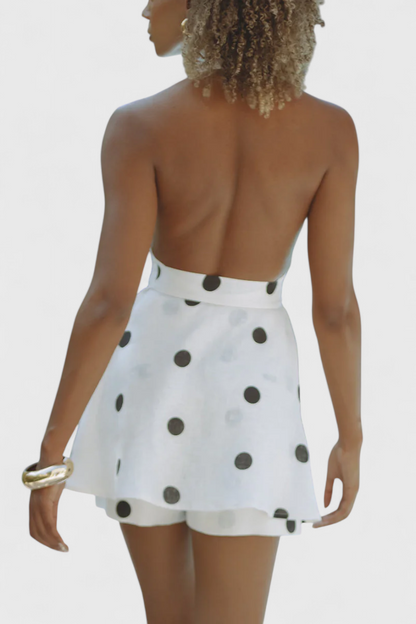 Eshra | Conjunto de Top Halter y Shorts con Lunares