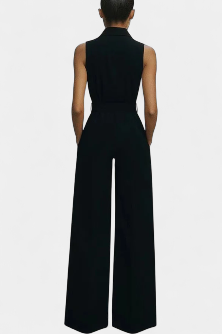 Ariella | Mono Casual de Pierna Ancha con Solapa y Cintura Alta