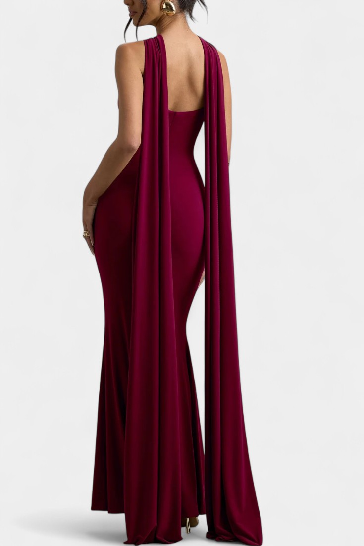 Faffienia | Vestido Maxi con Escote Halter y Corte en Forma de Llave