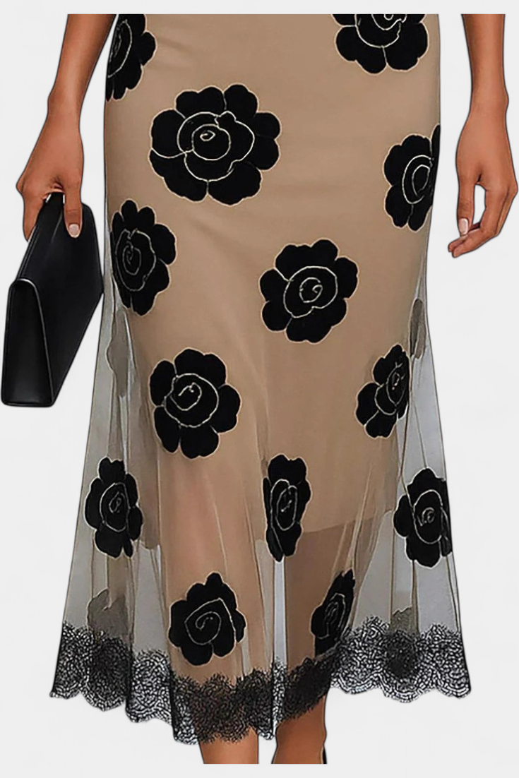 Lidia | Vestido Midi Elegancia Contrastada