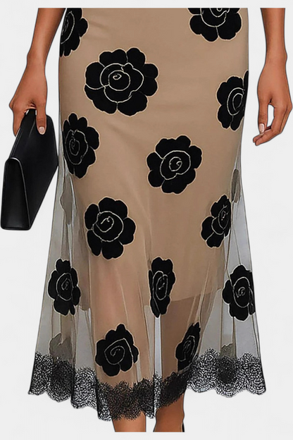 Lidia | Vestido Midi Elegancia Contrastada