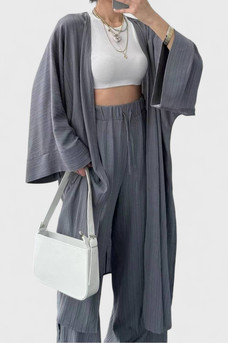 Alexandra | Conjunto Relajado de Dos Piezas con Kimono Largo