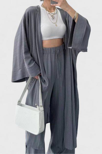Alexandra | Conjunto Relajado de Dos Piezas con Kimono Largo