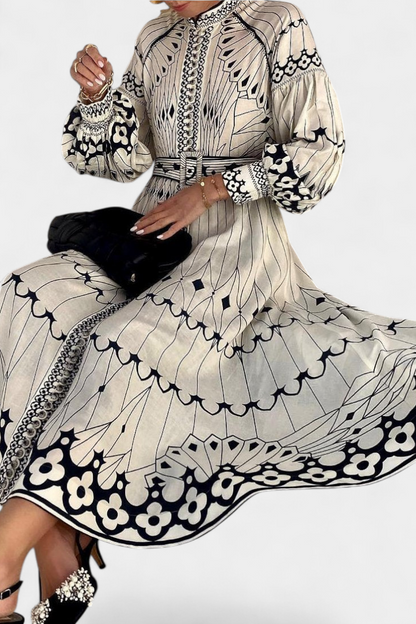 Kelly-Kelly | Vestido Maxi Botón Bordado de Estilo Folk