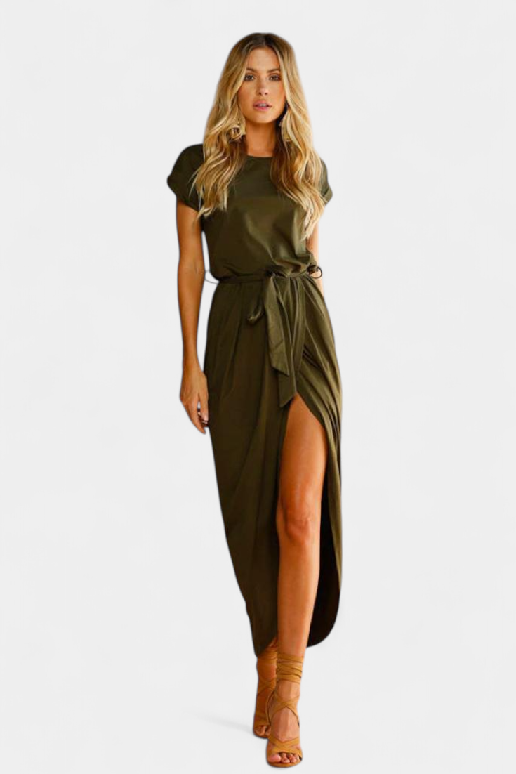 Clarissa | Vestido Midi Envolvente con Abertura Lateral