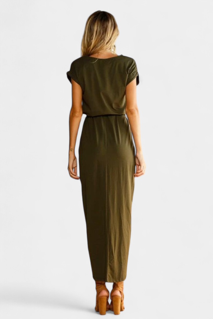 Clarissa | Vestido Midi Envolvente con Abertura Lateral