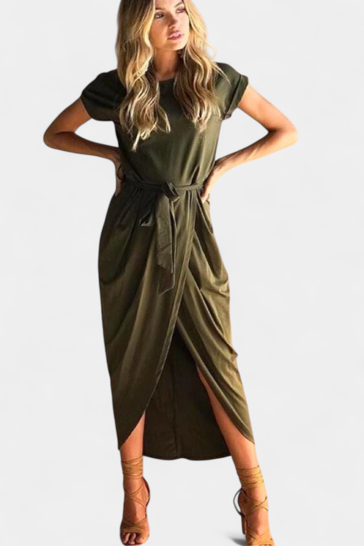 Clarissa | Vestido Midi Envolvente con Abertura Lateral