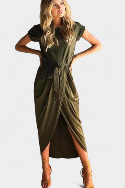 Clarissa | Vestido Midi Envolvente con Abertura Lateral
