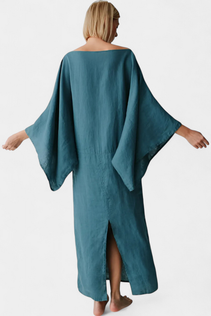 Kamilia | Vestido Kimono de Lino y Algodón con Cinturón