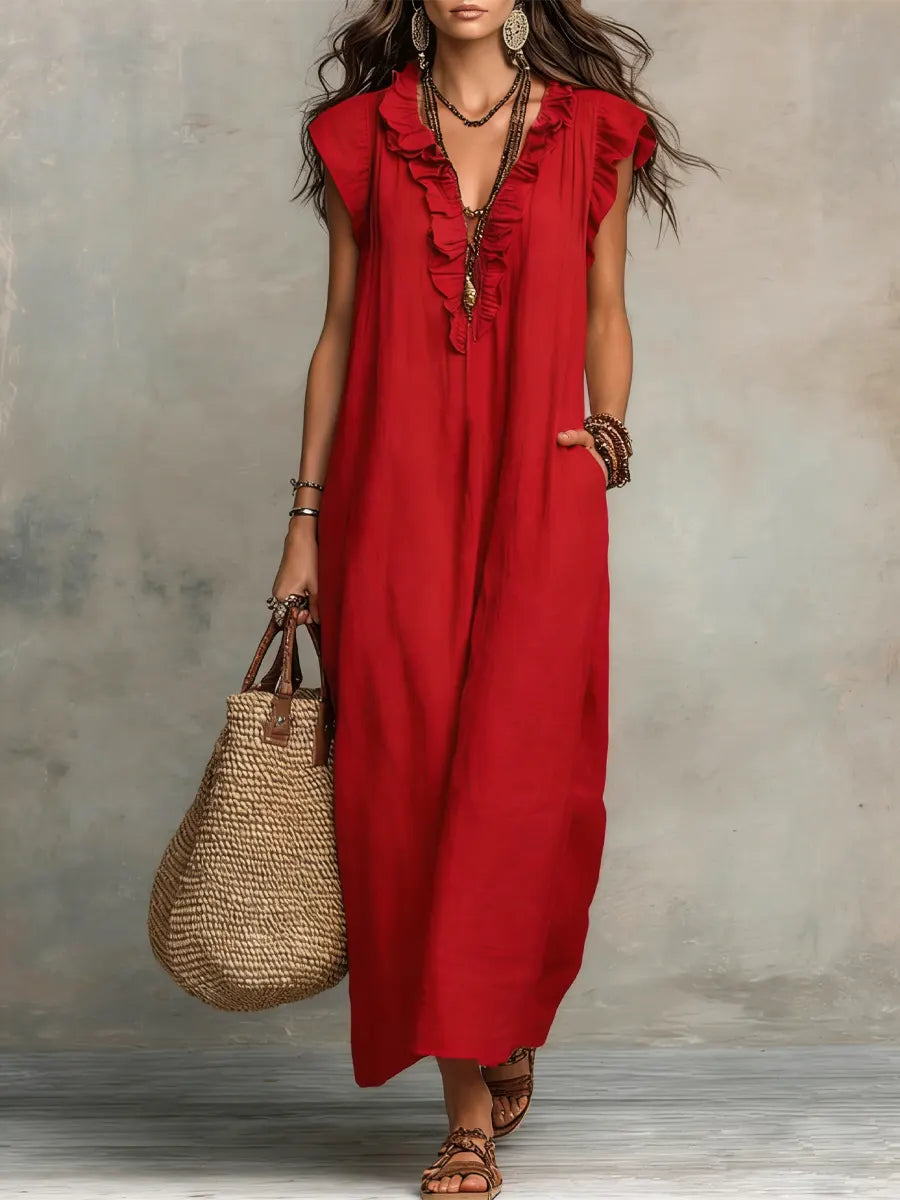 Amaya | Vestido Largo Bohemio en Lino y Algodón