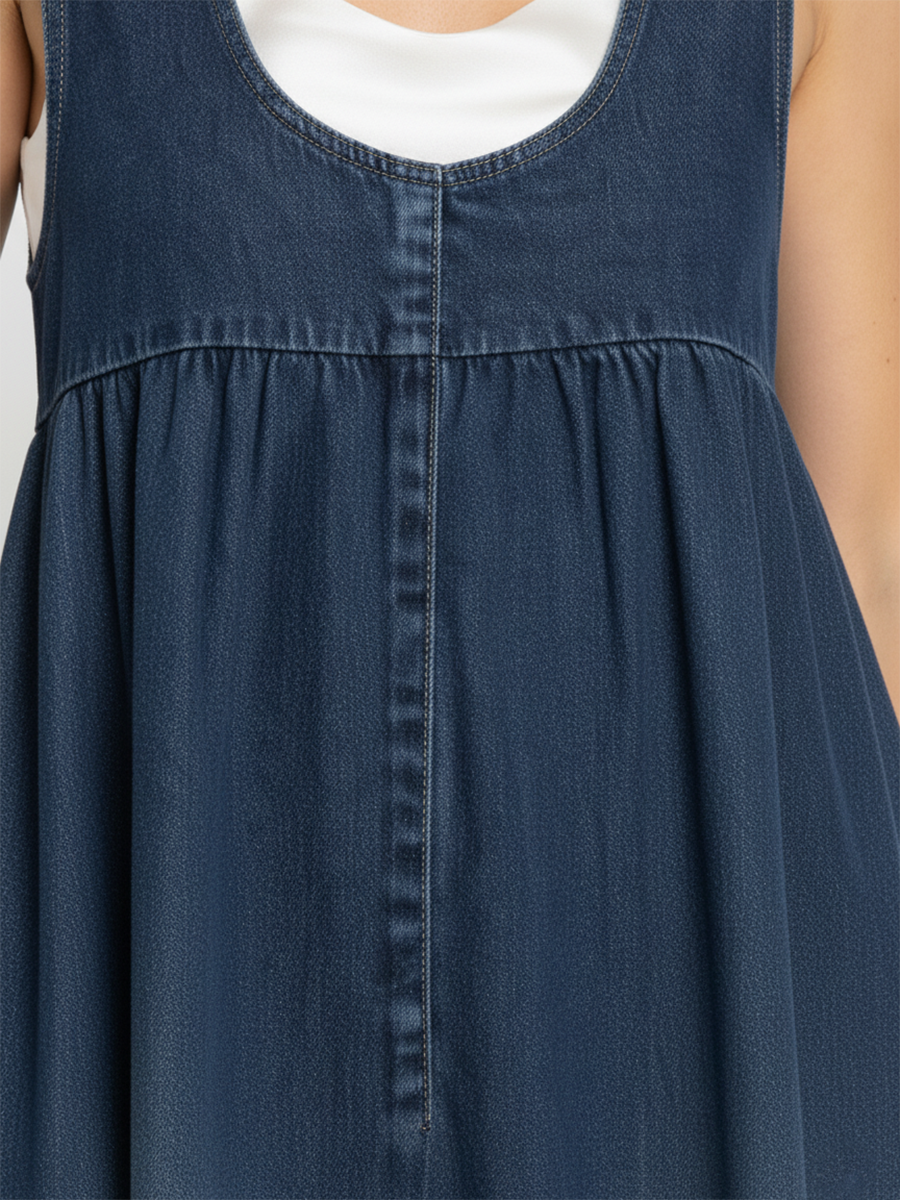 Olga | Vestido maxi vaquero lavado de tirantes