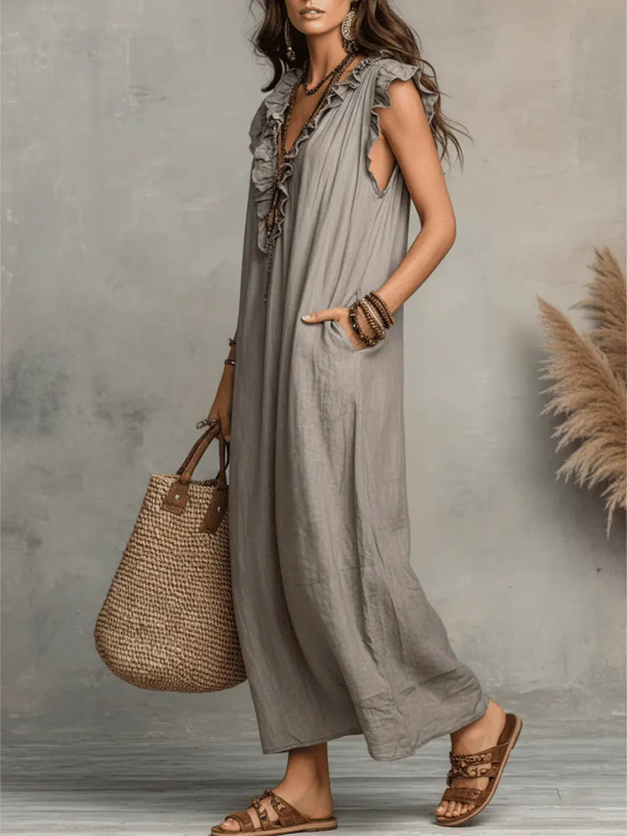 Amaya | Vestido Largo Bohemio en Lino y Algodón