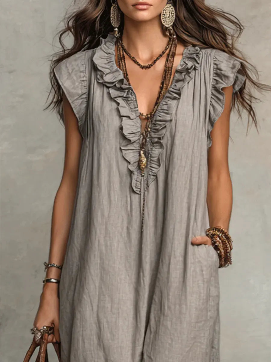 Amaya | Vestido Largo Bohemio en Lino y Algodón