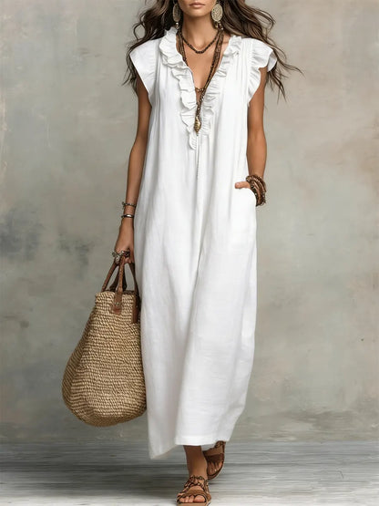 Amaya | Vestido Largo Bohemio en Lino y Algodón