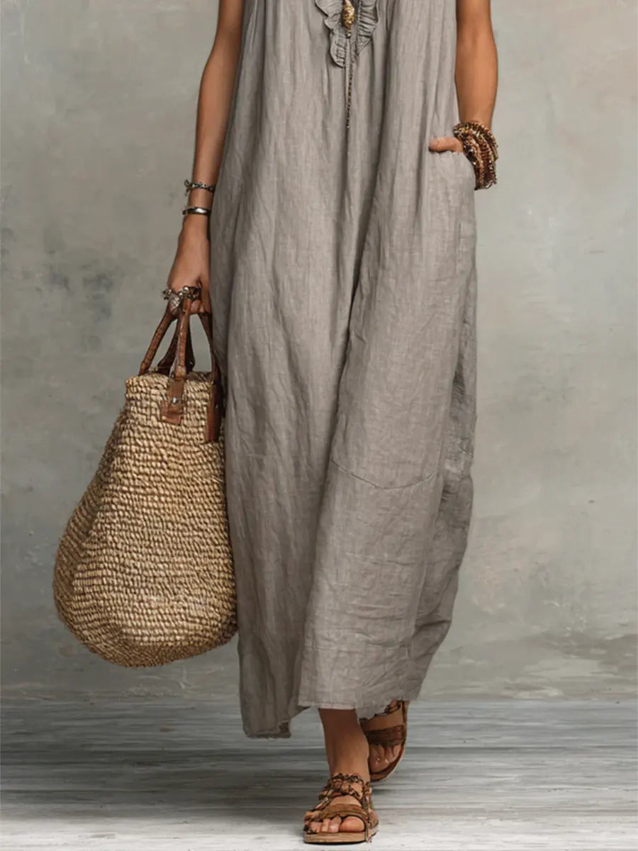 Amaya | Vestido Largo Bohemio en Lino y Algodón