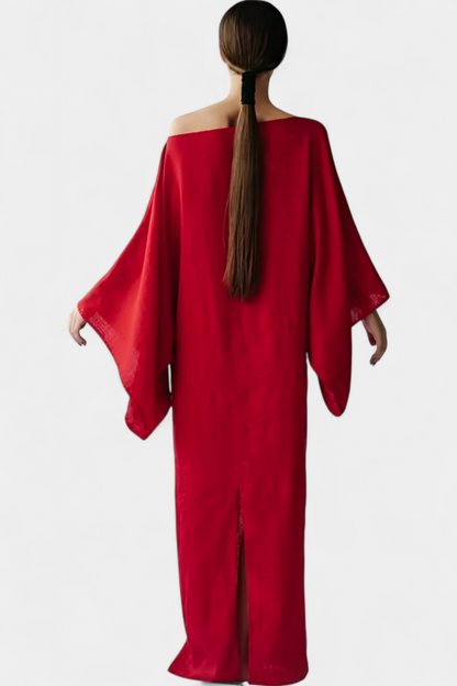 Kamilia | Vestido Kimono de Lino y Algodón con Cinturón