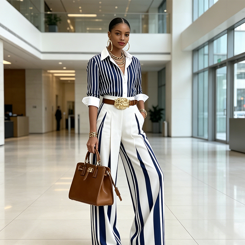 Carina | Conjunto de Dos Piezas: Top de Lino y Pantalón Estampado