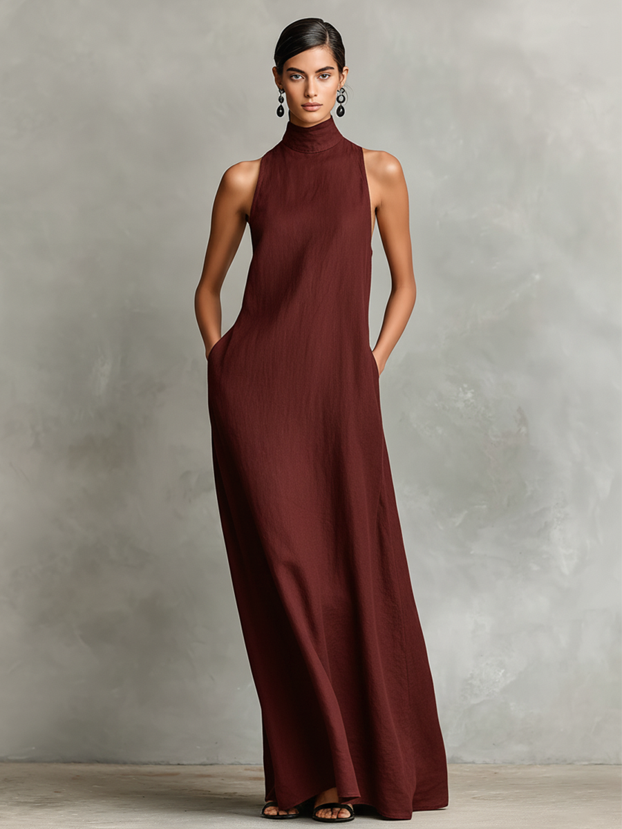 Clarisa | Vestido Largo con Cuello Alto