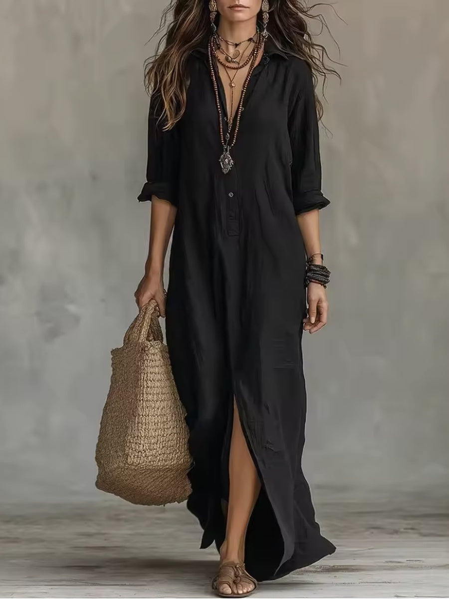 Íris-Luísa | Vestido Largo Suelto con Botones