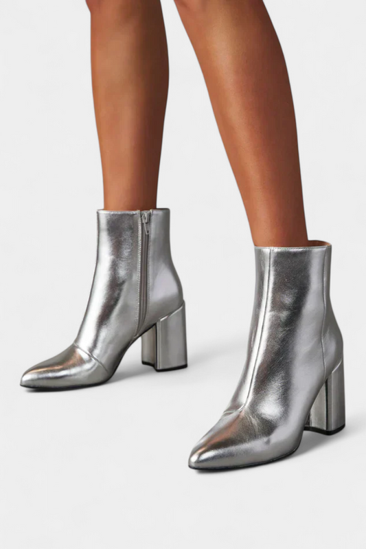 Ralica | Botas de Tobillo Metálicas Plateadas