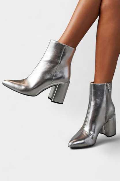 Ralica | Botas de Tobillo Metálicas Plateadas